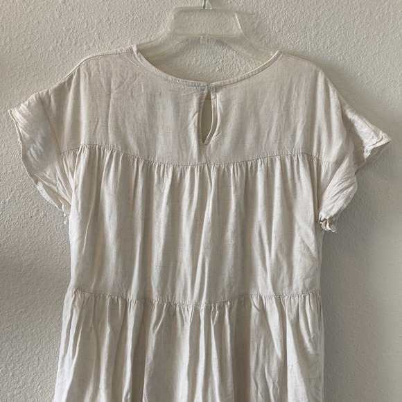 Roolee Babydoll Dress Size XS Tiered Mini Dress Beige Short Sleeve Cottagecore - Picture 9 of 15